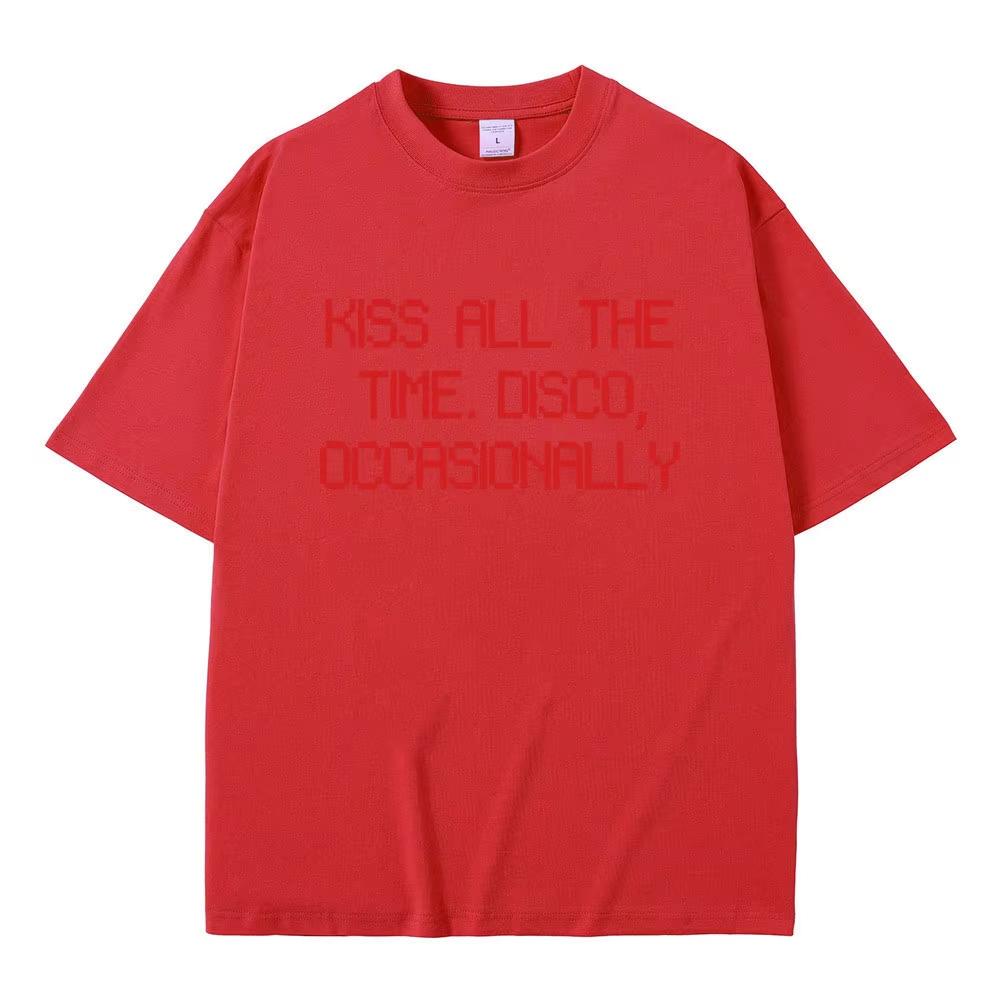 Kiss All The Time Disco Occasionally Same Style Printed T-shirt Men Women Oversized T Shirts Male Cotton T-shirts