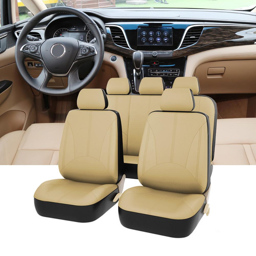 9pcs Car Seat Cover Breathable PU Leather Full Surrounded Seat Protector Universal Vehicle Seat Cushion Suitable For Most Cars