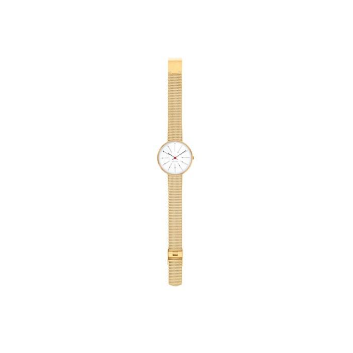 [Arne Jacobsen] Watch 34mm Nordic Design Water Resistant (Silent Movement, No Seconds Hand) BANKERS 53107-1609 White Gold Mesh Band