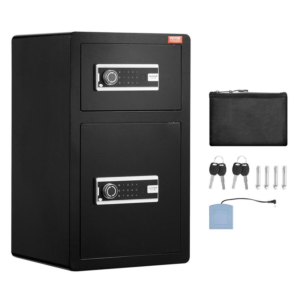 Double Door 4.5 Cu.ft Safe Box with Key Lock Password Fireproof Bag Black