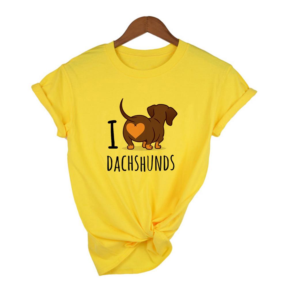 I Love Dachshunds Women Short Sleeve Graphic T Shirt Summer Harajuku Kawaii Dog Print Clothing T