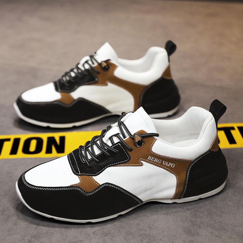 

Fashion 2024 New Sneakers Men Cover Bottom Board Shoe Fashion Casual Microfiber Leather Mesh Breathable Increased Internal Platform Shoe CN 39 чорний
