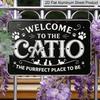 2D Flat Decorative Signs & Plaques Vintage Style Aluminum Sign Wall Art - "Welcome To The CATIO" Cat-Themed Decor with Paw Prints & Inspirational