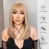 HAIRCUBE Long Straight Blonde Synthetic Wigs With Bangs for Women Daily Cosplay Wigs Heat Resistant Natural Hairline Wigs