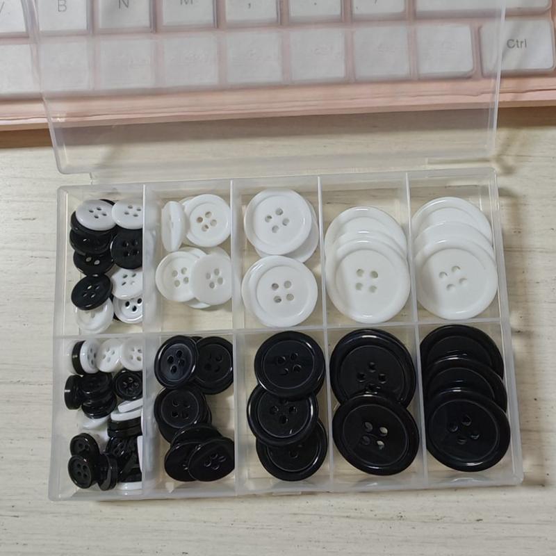 100Pcs/box Resin Sewing Buttons Round 4 Holes 5 Sizes Mixed DIY Buttons for Sewing Decoration
