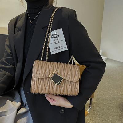 Popular Fashion Casual Ladies Chain Bag Has A Sense of Texture with A Single Shoulder Crossbody Bag Niche Design Sense of Students Square Bags