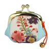 Clasp Wallet with Ring Coin and Bell Seasons In Full Bloom Holder, Purse, Mini-sized (Four (Light Blue))