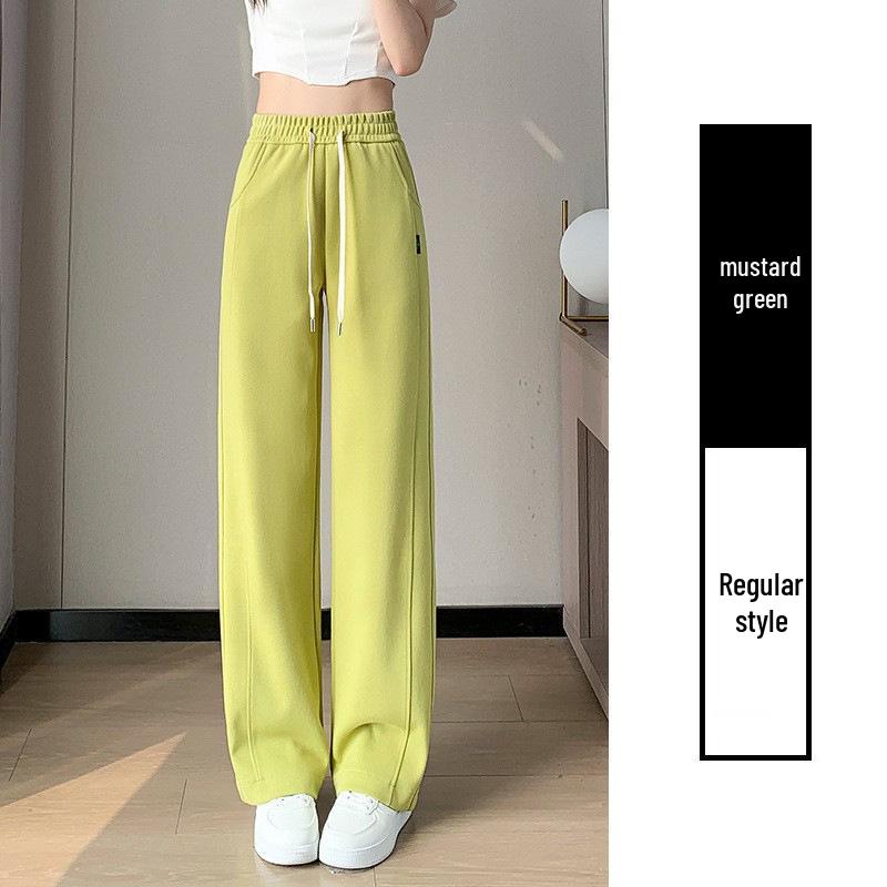 Women's High Waist Loose Candy Color Wide Leg Pants - Versatile Slim Fit for Spring and Autumn