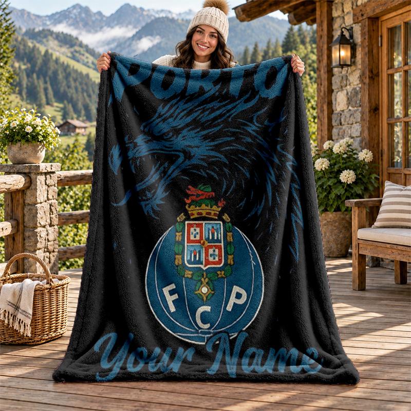 FC Porto Custom Name Flannel Blanket Personalized Soft Warm Plush Throw Blanket Customized Gift for Family Friends