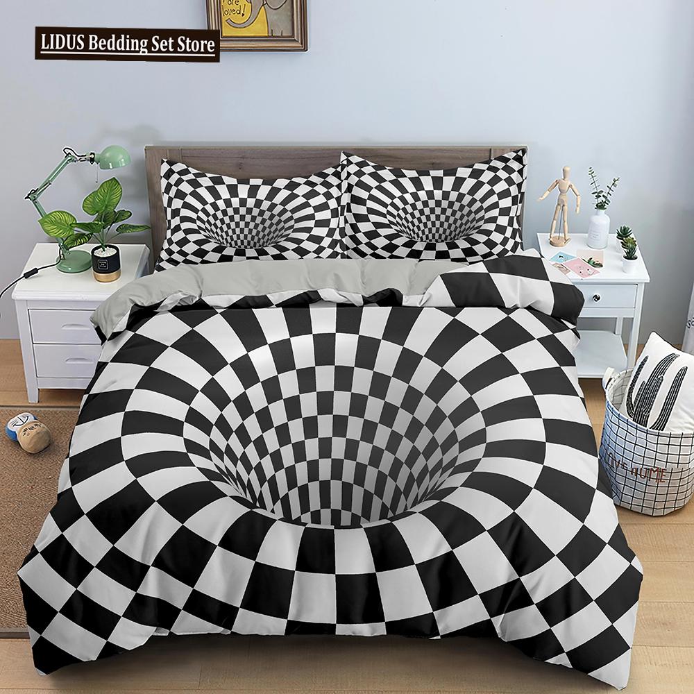 Psychedelic Duvet Cover Set For Kid Adult Boy Comforter Cover Fractal Art Abstract Artwork Polyester Bedding Set King Queen Size