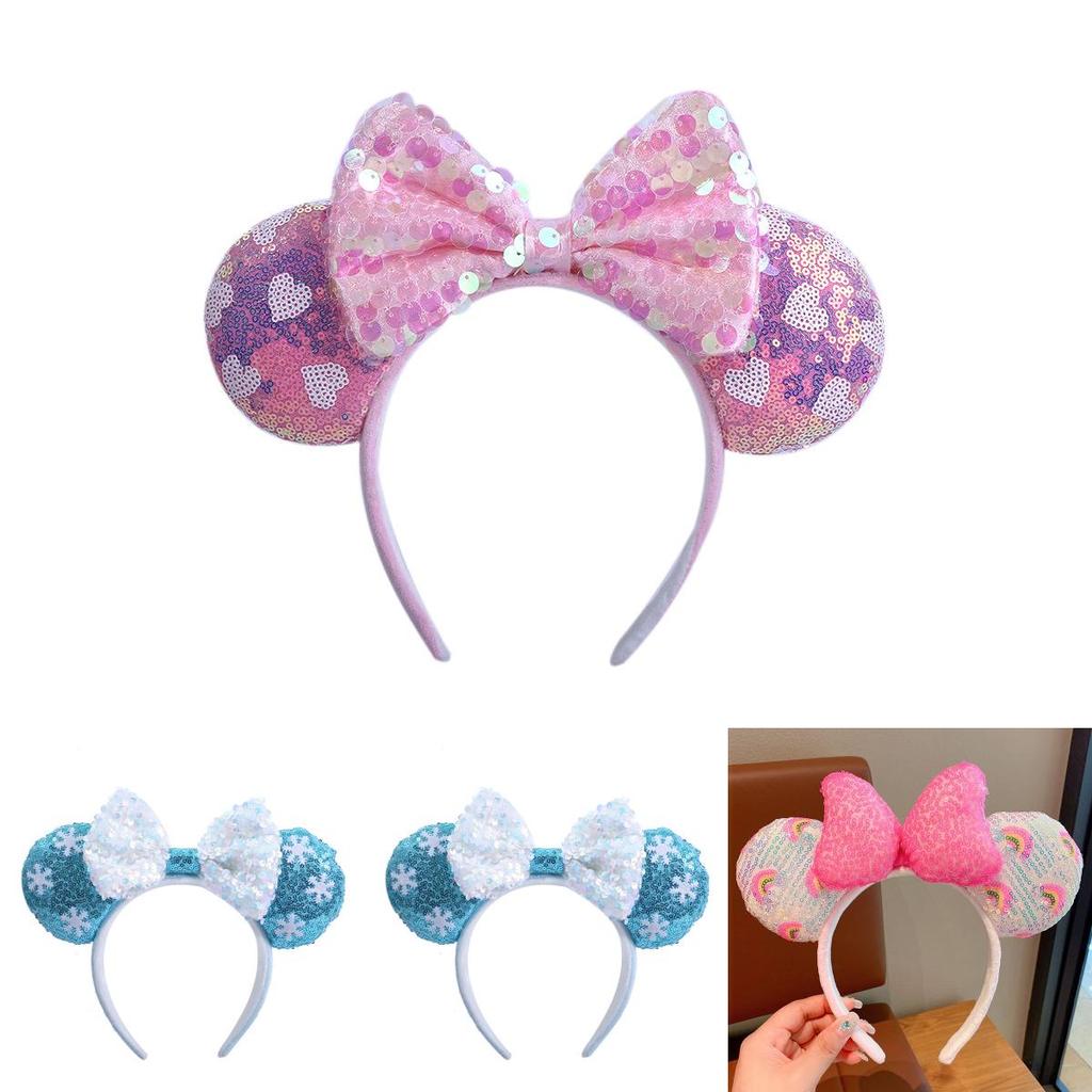 Sparkling Sequin Butterfly Bow Headband For Adults And Children Perfect For Photoshoots And Princess Parties Light Pink