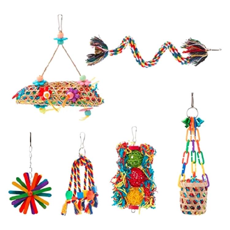 Hanging Foraging Toy Rope Bungee Bird Toy Bird Foraging Toy Seagrass Basket 1