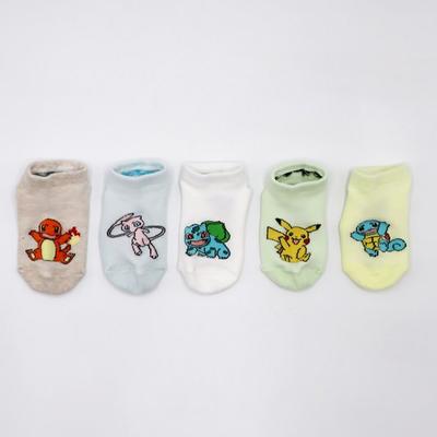Pokemon Sokken 5 paar kinderen, antislip, Pikachu Bulbasaur, karakter enkele maat zomer mesh sokken, populaire Koreaanse sokken