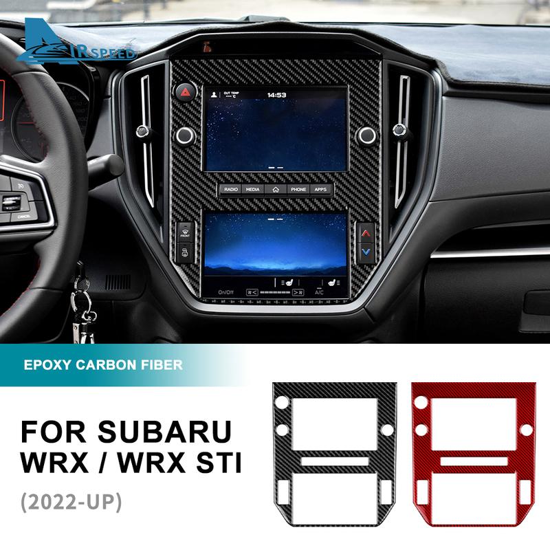 Real Soft Carbon Fiber For Subaru WRX/ WRX STI   2024 Car Central Navigation Frame Panel Sticker LHD Trim Accessories