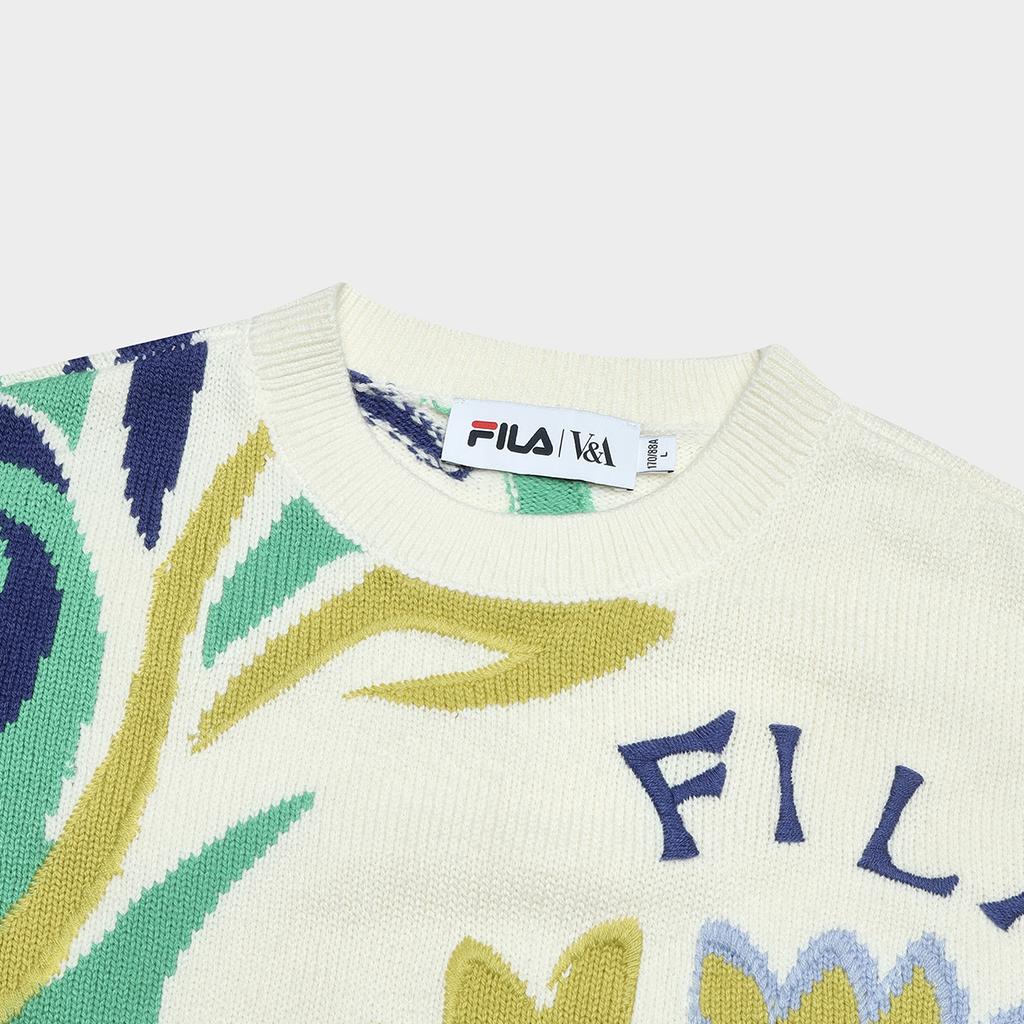New FILA X V&A BOWUGUAN LIANMINGKUAN Long Sleeved Sweater Women's All Over Print F11W418402F-ZA