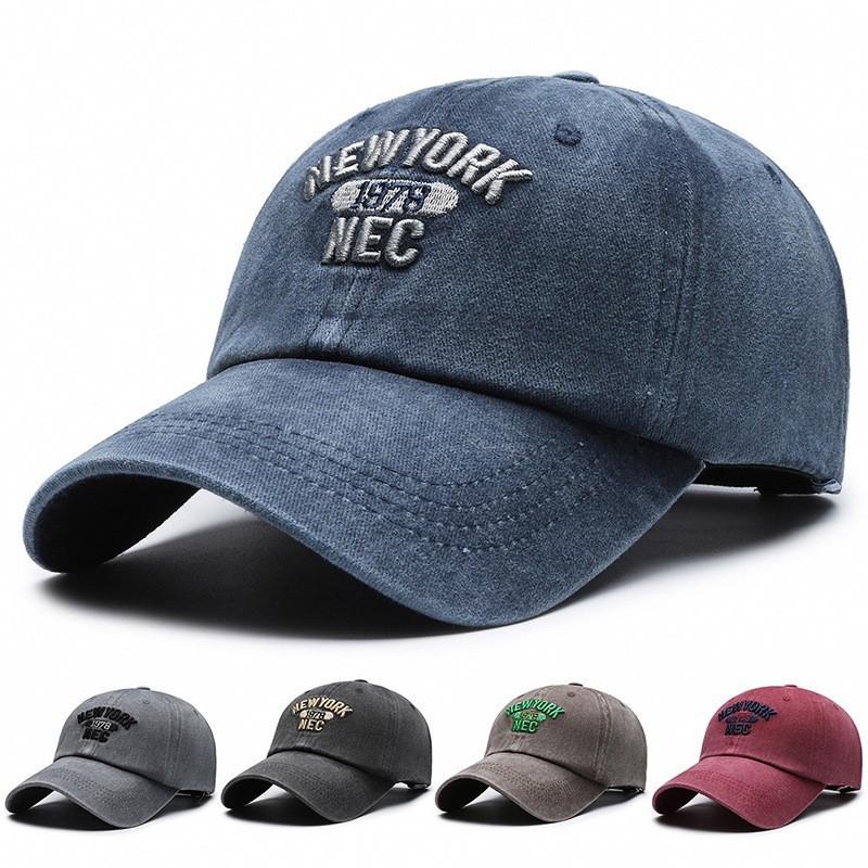 Unisex Distressed Embroidered Cotton Baseball Cap with Soft Brim for Sun Protection