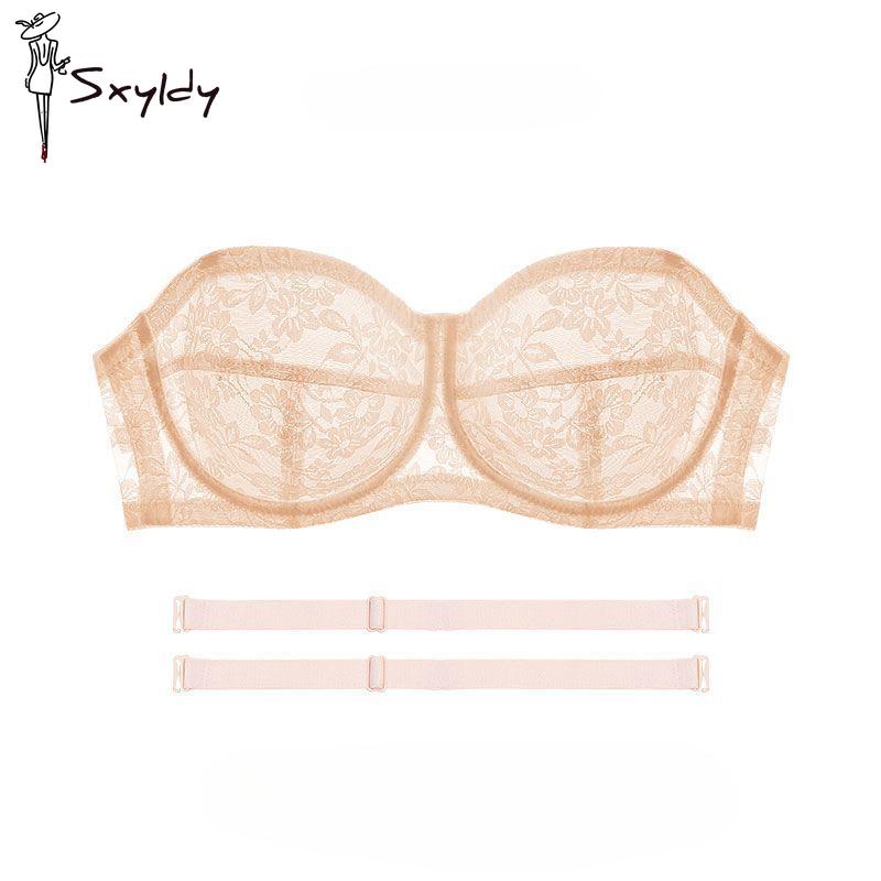 Reggiseno senza spalline ultrasottile da donna sexy con ferretto push-up