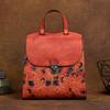 Cowhide Backpack Multi-purpose Chinese Style Retro Embossed Bag Vegetable Tanned Leather