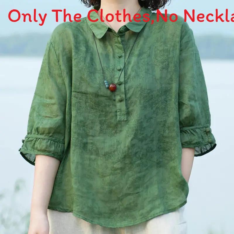Vintage Floral Print Polo Neck Shirt For Women Summer Casual Loose Fit Blouse