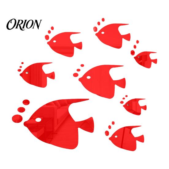 Marine Life Home Decor Fish Mirror Wall Stickers, Self Adhesive Ocean Decals, Removable Stickers 3D Art for Living Room Bedroom Bathroom Tile