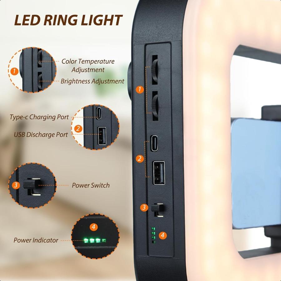 

Смартфон Видео Риг со Светом Ручной Кольцевой Свет для Селфи Комплект Светодиодный Мобильный Видео Стабилизатор со Встроенным Аккумулятором 8000 мАч для Кам United States