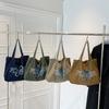 Women's Retro Embroidered Floral Denim Canvas Tote - Trendy Single Shoulder Lazy Style Bag