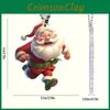 Christmas Running Themed Santa Claus Pattern Acrylic Pendant For Holiday Decor