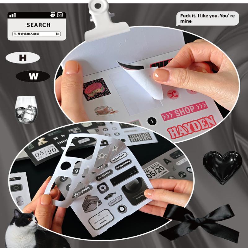 20 Sheets Mini Deco English Cutting-Free Handbook Daily Quotes Series Cut Film Sticker Book Diy Decorative Material Decals