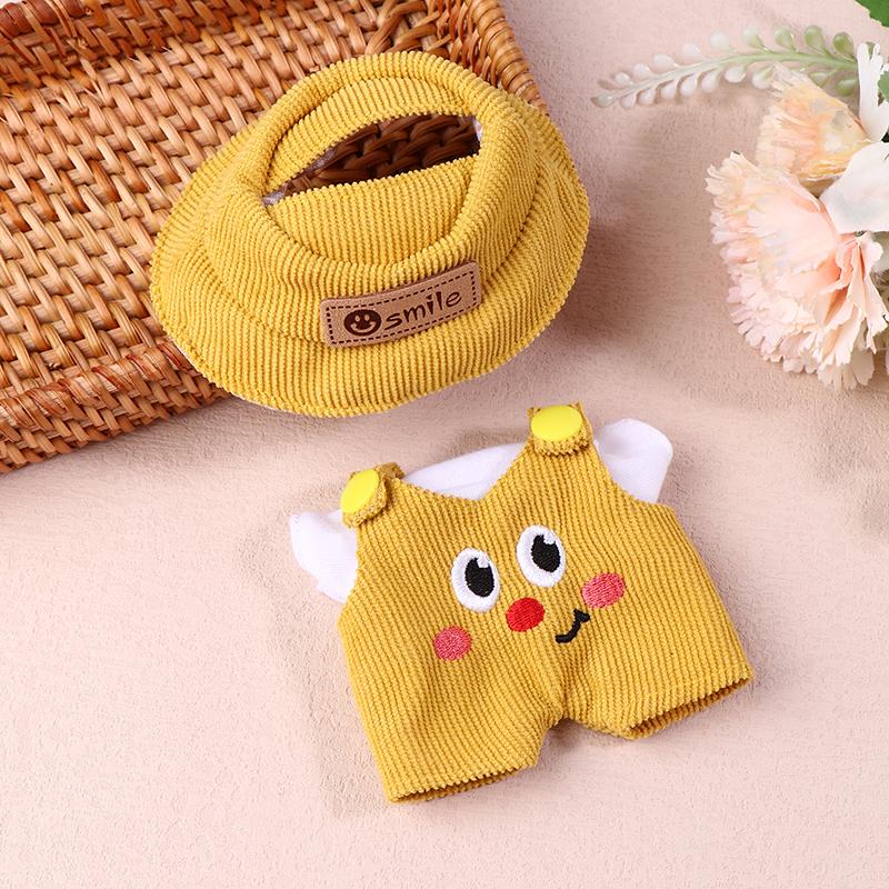 For 17cm Labubus Doll Clothes Accessories White Shirt Hat Animal Overalls Set