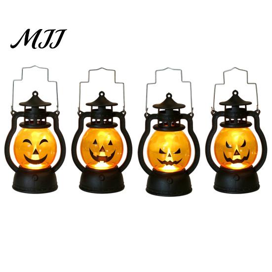 LED Pumpkin Lamp Halloween Lantern with Light,Portable Retro Horse Funny Decoration Faces, Safe Flame-Free for Indoor Outdoor Party Use Jack-O-Lantern