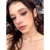 European and American Personalized Cross Earrings Cut Out Long Metal Earrings Niche Style Fancy Non-Piercing Ear Clip Earrings for Women