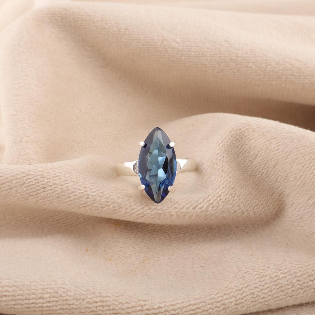 London Blue Topaz Gemstone 925 Stamped Silver Jewelry Handmade Ring Gift For Her RR-65-7