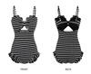Korean Style Striped Slimming One-Piece Swimsuit for Women - Tummy Concealing, Push-Up for Small Busts, Beach Vacation Swimwear