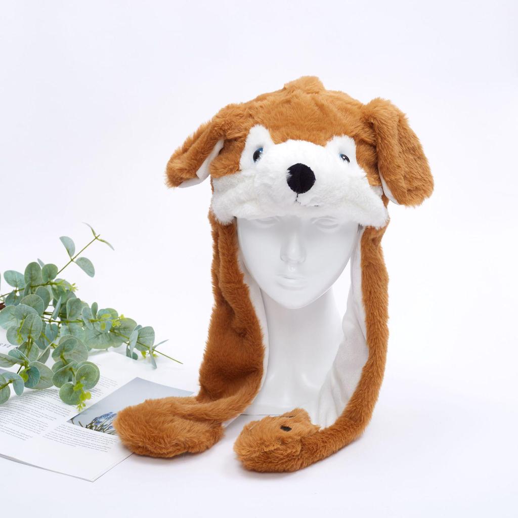 Entzückende Tier-Mütze mit beweglichen Ohren - Kinderwarme Cartoon-Stil mit Airbag-Spielzeug-Funktionen