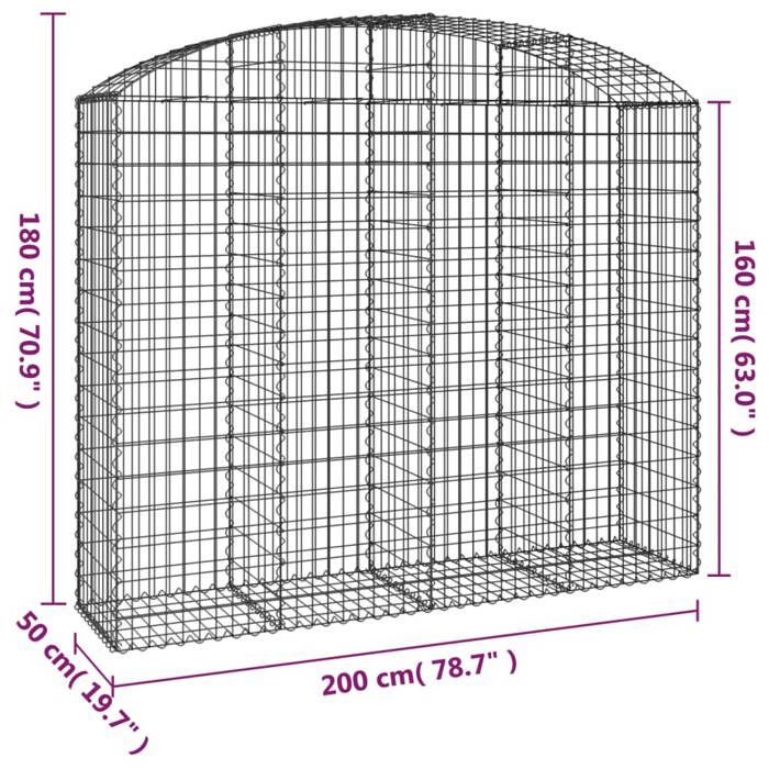 VidaXL Panier de Gabions Arqué Cage à Gabion Mur de Gabion Panier à Pierre Gabion pour Pierre Jardin Patio Extérieur 153478