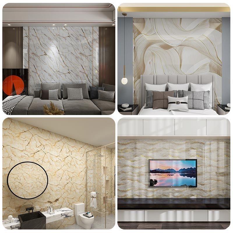 Gold Studded Collage Imitate Tile Wall Stickers for Kitchen Backsplash Bathroom and Living Room Decor Self Adhesive Foam Sticker