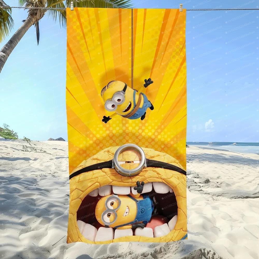 1Pc Cute Minion Printed Beach Towel With Ultra Fine Fiber Lightweight Fast Drying Soft Lightweight Travel Camping Yoga Swimming