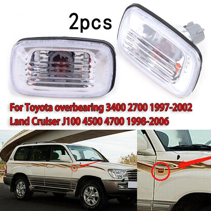 2*Side Fender Marker Turn Light Signal Clear for Toyota Land Cruiser LC100 98-07