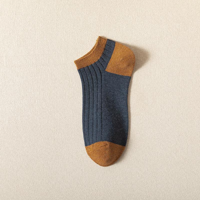 Herren Farbkombination Baumwoll-Knöchelsocken - Schweißabsorbierend, Geruchshemmend, Doppelte Naht, Dünn für Frühling/Sommer.