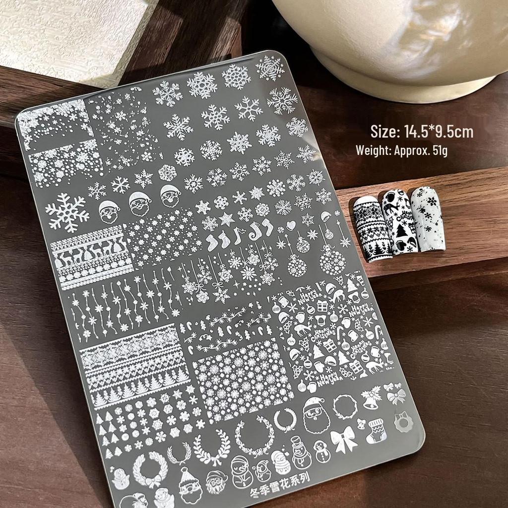 Nail Art Stamping Plates - Star, Polka Dot, Lines, Grid Lace Textures