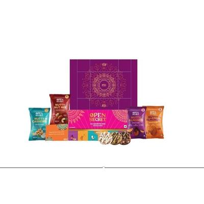Open Secret Premium Gift Hamper | Assorted Cookies Gift Box (12 Cookies), Assorted Nuts (Tandoori, Caramel Seasalt, Orange Cocoa, Cream and Onion)