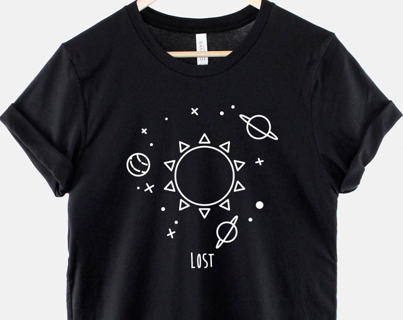 Lost In Space Shirt, Minimalist Slogan T Shirt, Aesthetic Space Graphic Tee, Gift for Sci Fi Lover 2XL