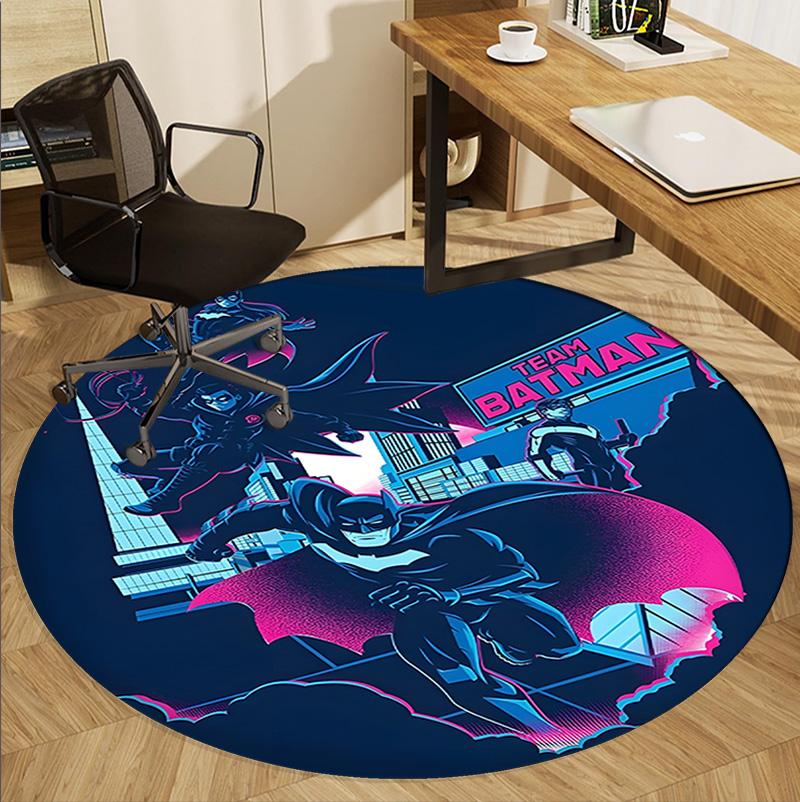 Batman Pattern Round Rug, Indoor/Outdoor Mat, for Picnic, Gameroom, Bedroom, Office, Living Room, Home Decor Carpet, Birthday Gift