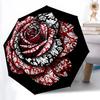 1pc Rose Pattern Automatic Opening and Closing Folding Umbrella with 8 Iron Ribs - Portable, Foldable for Travel Yy251124142