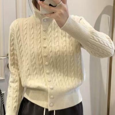 Premium Autumn Winter High Neck Knit Cardigan Slimming Womens Sweater Versatile Coat