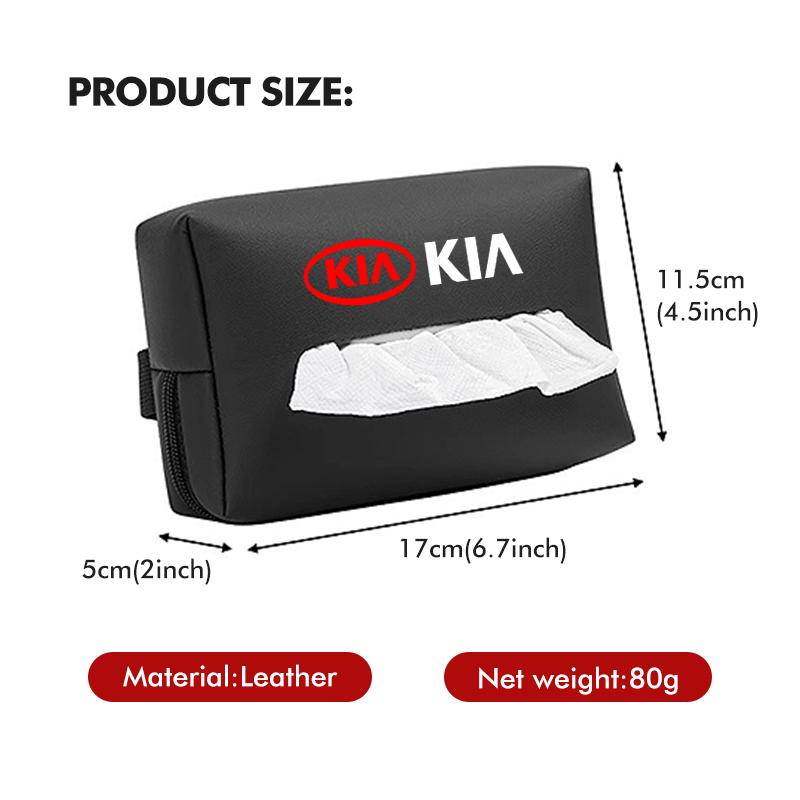 Car Tissue Box Cover Leather Paper Towel Storage Bag For KIA Sorento Stinger Soul Spectra Niro Cadenza Sephia