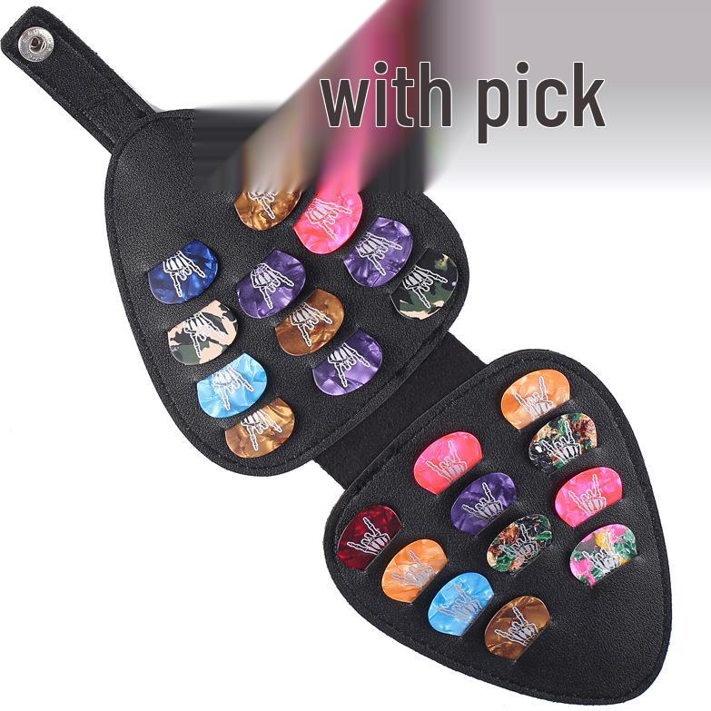 Large Capacity Black PU Leather Guitar Pick Storage Bag