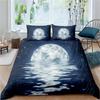 Deep Ocean Duvet CoverSeawater Bright Moon At Sea Starry Night Sky Galaxy Summer Hawaiian Holiday Comforter CoverBedding Set