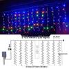 Solar LED Color Waterfall Curtain Lights - Outdoor Waterproof Decorative Christmas Icicle Lights