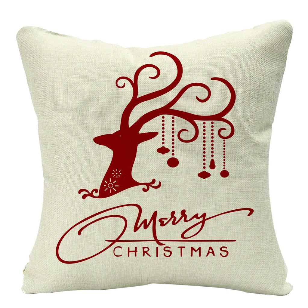 Christmas 40pcs Linen Pillowcase Festive Home Sofa Decoration Pillow Cushion Cover